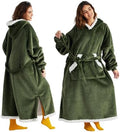 Bedsure Wearable Blanket Hoodie, Long Hooded Blanket Sweatshirt as Mothers Day Gifts for Mom, Cozy Sherpa Hoodie for Adult, Small, Olive Green