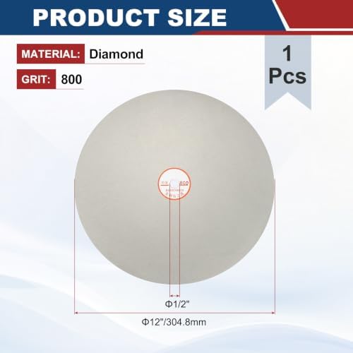 12 Inch x 1/2" Arbor Diamond Flat Lap Disc, 800 Grit