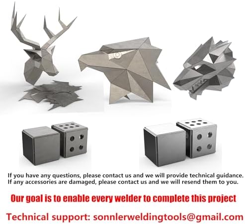 Dire Wolf Head Welding kit For Beginners Practice,201 stainless steel Welding Coupons,Laser Cut Welding Training Metal Suitable For TIG, MIG, Gas, Arc, Stick, DIY Welding Practice Kit (14 pcs)