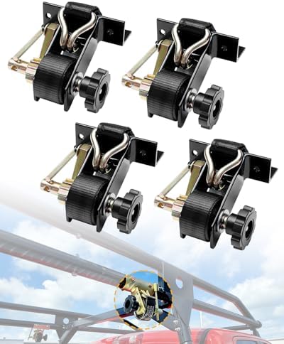 Ladder Rack Ratchet Straps with J-Hook (4 PCS), Cargo Buckle Lock Strap