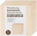 12 Pack Basswood Sheets 1/8 inch,12"x12"x1/8" Plywood Sheets,3mm Basswood for Laser Cutting,Laser Engraving Blanks,Thin Natural Unfinished Wood for Crafts,Wood Burning,Scroll Saw Cutting