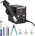 Hot Air Rework Station Solder Heat Gun,°F/°C Display,110V SMD Hot Air Gun,Temp. & Airflow Adjustable Soldering Stations for BGA IC Electronics Repair Desoldering Tool