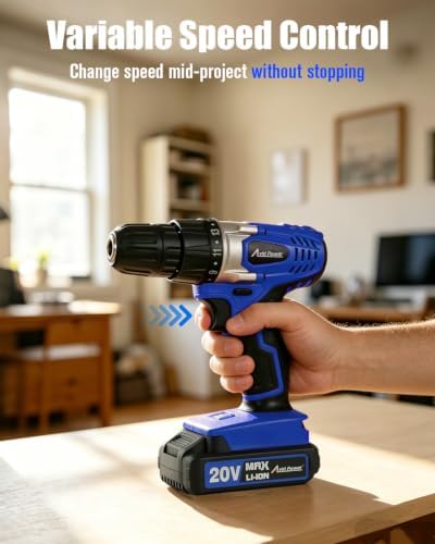AVID POWER 20V Cordless Electric Drill Set 3/8“ Power Driver Kit for DIY
