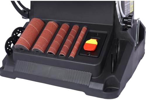Vertical Oscillating Spindle Sander & Belt Sander, Luxebough 2 in 1 Combination Woodworking Machine, 500W Motor with Tilting Table, 5 Sanding Sleeves & 4x24" Belt, Bench Sanders for Woodworking
