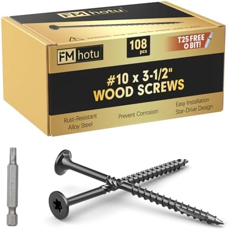 #10 x 3-1/2” Deck Screws, 108Pcs Star Drive Wood Screws