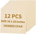 12 Pack Basswood Sheets for Crafts 16"x16"x1/8", 3mm Thick Plywood Sheets Board for Craft, Unfinished Wood Sheet for Laser Cutting & Engraving, Wood Burining, Painting, Staining，Architectural Model