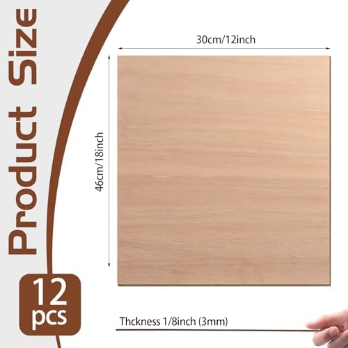 12 Pcs Mahogany Plywood Sheets,12 x 18 x 1/8 Inch - 3mm Thick Mahogany Unfinished Wood for Crafts Laser Cutting & Engraving, School DIY Projects, Painting, Fretwork, CNC Cutting, and Wood Burning