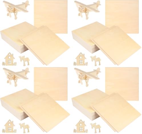 18 PCS 12 Inch Square Basswood Board, Thickness 1/4 Inch (6 mm), Basswood Sheets, Plywood Sheets for Laser, CNC Cutting, Wood Burning, Drawing Painting, Wood Engraving by GNIEMCKIN (Pack of 4)