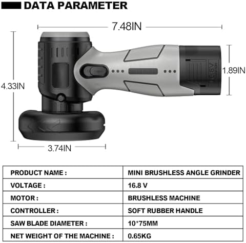 ZFULVO Cordless Angle Grinder Brushless Kit 19500rpm Cutting and Grinding