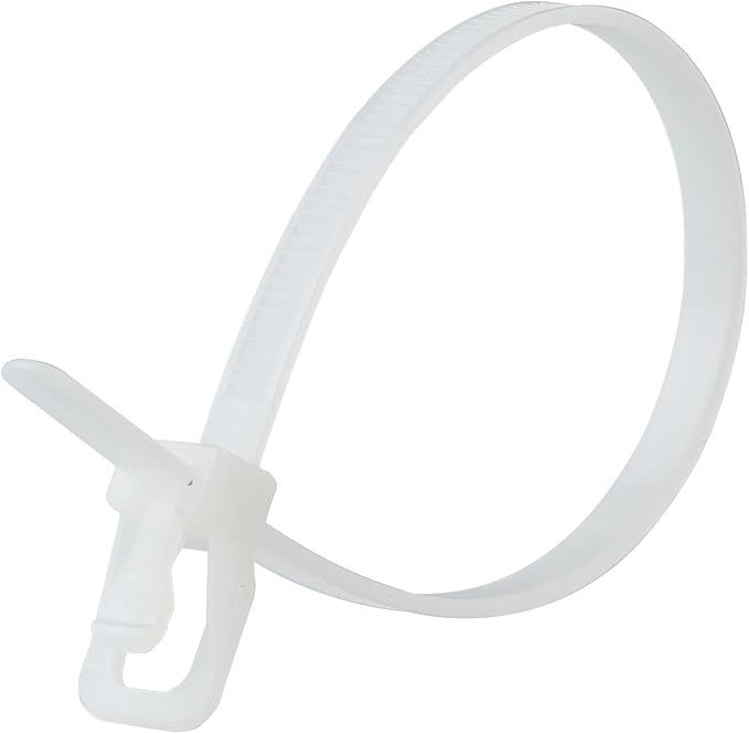 RETYZ 12-Inch Natural Reusable Releasable Cable Ties – 100 Pack, 50 lb Strength, Patented Quick-Release, Tool-Free Design for Home, Office, and Light Industrial Use
