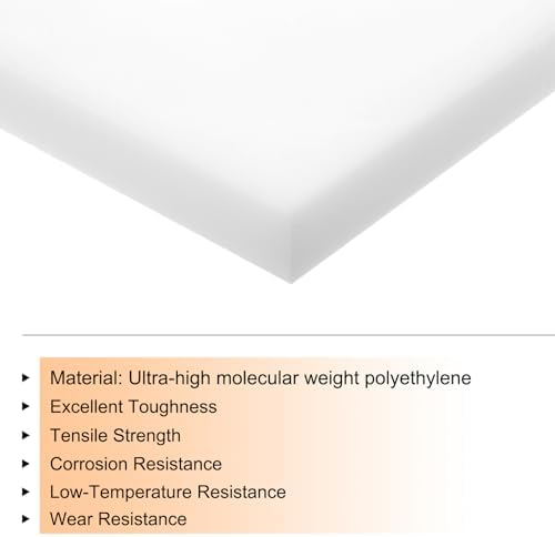 MECCANIXITY UHMW Sheet Ultra High Molecular Weight Polyethylene Sheet, 3/4"(0.8 Inch) Thick Hard HDPE Plastic Sheet Board for Marine Board,DIY Craft, Marine Plywood 12" x 12" White