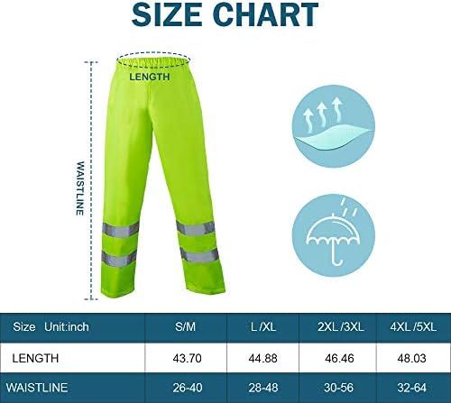 FONIRRA Class 3 High Visibility Rain Suit With Collapsible Hood Lime Reflective Safety Waterproof Worker Jacket & Pants (2XL/3XL Yellow)