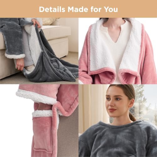 Bedsure Ribbed Wearable Heated Blanket with Foot Pocket & Sleeves 50x71+18"