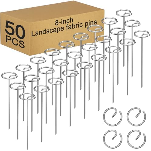 Heavy-Duty Landscape Staples – 50 Pcs 8-Inch G-Shaped Thickened Galvanized Garden Fabric Staples,Rust-Resistant Ground Cover Pins for Weed Barrier, Erosion Control & Landscaping Projects