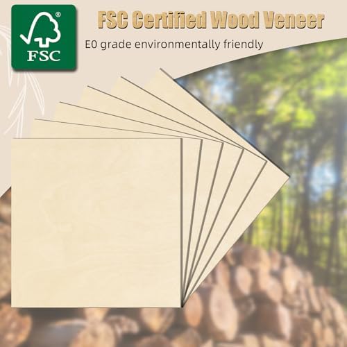GSCIT Club 17 PCS Birch Wood Veneer, 12 inch x 12 inch Wood Edge Banding Pre-glued Flexible, Veneer Tape Banding for Cabinet Repair Furniture Restoration