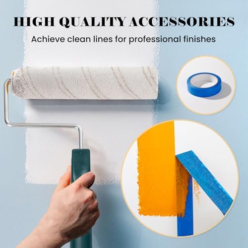 Mister Rui 9 Inch Paint Roller Kit with Microfiber Covers & Extension Pole