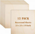 12 Pack Basswood Sheets Plywood Board 24 x 24 x 1/8 Inch- Unfinished Wood Boards with Smooth Surfaces for Crafts, Laser Cutting and Engraving, CNC Cutting, DIY Architectural Models
