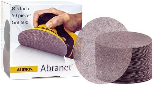 Mirka Abranet 5 Inch 600 Grit Mesh Sanding Discs, Hook and Loop, 50 Pack