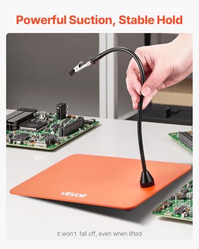 VEVOR Magnetic Helping Hands Soldering Station, 4 Flexible Arms Third Hand Tool, with 6 PCB Pillar Holders & 360 Hot Air Gun Holder, Heavy-Duty Base Soldering Helper for Electronic Repair Craft