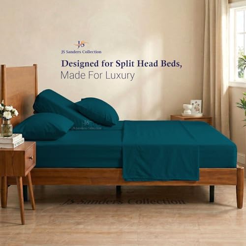 JS Sanders Collection Split Head Sheet Set 4PC King Size, Teal
