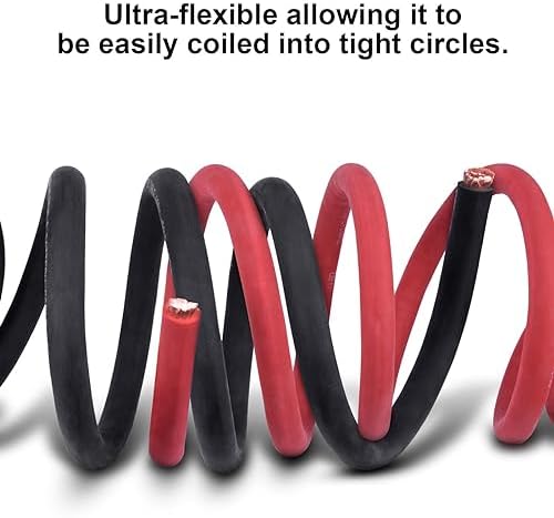 iGreely 1/0 AWG Gauge Wire,Flexible 10 Ft Black + 10 Ft Red Pure Copper Battery Welding Cable for Rv Solar, 5pcs of 5/16"" & 5pcs 3/8"" Copper Cable Lugs Terminal Connectors with Heat Shrink Tubing