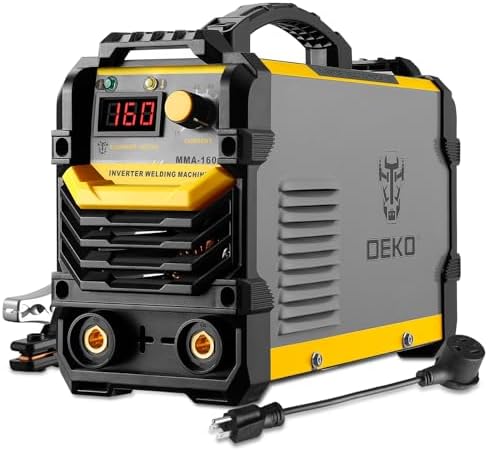 DEKOPRO 110/220V MMA Welder,160A ARC Welder Machine IGBT Digital Display LCD Hot Start Welder with Electrode Holder,Work Clamp, Input Power Adapter Cable and Brush
