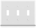 ELEGRP 3-Gang Toggle Switch Wall Plates, Standard Size 4.53" H x 6.39" L Thermoplastic Faceplate Cover for Toggle Dimmer Light Switches, UL Listed (1 Pack, Glossy White)