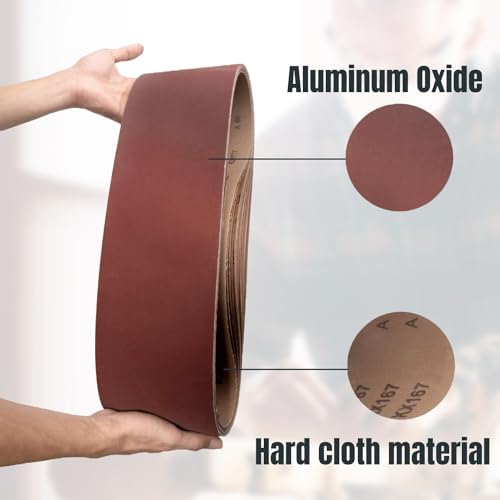 POWERTEC 6 x 48 Inch Sanding Belts, 120 Grit Aluminum Oxide Belt Sander Sanding Belt for Bench Belt Sander, Wood & Paint Sanding, Metal Polishing, 10PK (110210)
