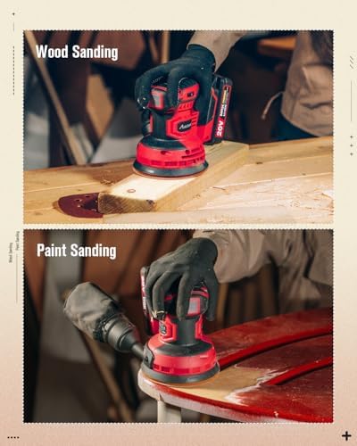 AVID POWER 20V Cordless Random Orbital Sander Tool 5”, 6 Variable Speeds