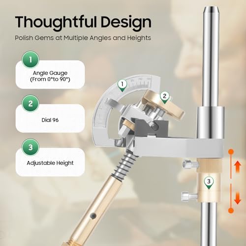 Gem Faceting Machine, Jewelry Polisher Flat Grinder Jade Stone Angle Polisher Machine Ring Surface Grinder with Manipulator 110V (2800RPM)