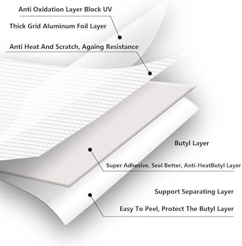 Butyl Tape Waterproof Tape, Aluminum Foil Duct Sealing Tape for RV Repair,Window,Silicone,Boat and Pipe Sealing,Glass & EDPM Rubber Roof Patching,Silver(20cm*5m/7.87"*16.4ft-1mm Thick)