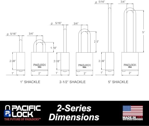 PACLOCK's 2-Series Padlock, UCS, 5/16" Diameter Hard. Stainless Steel Shackle, 2-1/2" Tall, High Performance 6-Pin Cylinder, One Lock Keyed to a Number U-Pick! w/ 2 Keys, Stainless Steel