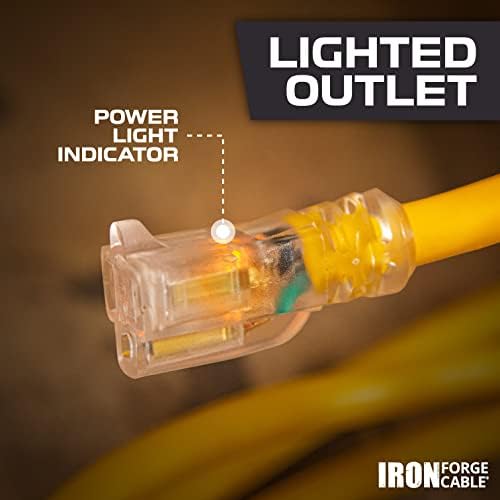 Iron Forge Cable 10 Gauge Extension Cord Heavy Duty, 3 Ft - Yellow SJTW