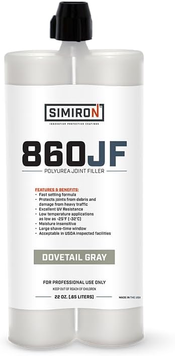 Polyurea Joint Filler 22Oz Cartridge - Fills Concrete Joints - Fast Setting, 100% Solids, VOC Free - Excellent UV Resistance, Moisture Insensitive, Large Shave-Time Window (Dovetail Gray)