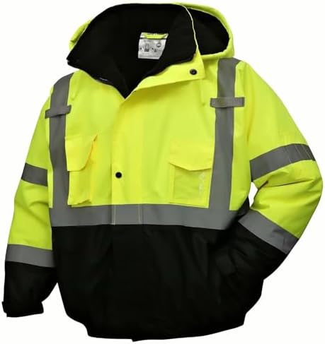 SKSAFETY Hi Vis Safety Bomber Jacket for Men, High Visibility Winter Coat