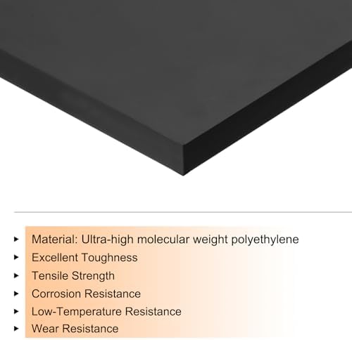 MECCANIXITY UHMW Sheet Ultra High Molecular Weight Polyethylene Sheet, 1/2" Thick Hard HDPE Plastic Sheet Board for DIY Craft 12" x 24" Black