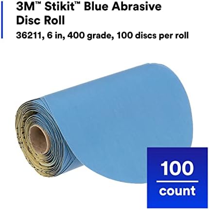 3M Stikit Blue Abrasive Disc Roll, 321U, 36211, 6 in, 400+ Grade, No Hole