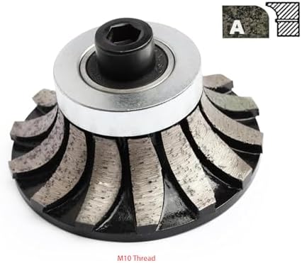 Generic A30 1-1/4 inch Bullnose Diamond Hand Profile Wheel Segmented Granding Router Bit with M10 Thread for Stone Granite Marble Concrete Quartz Countertop Floor Tile Edge