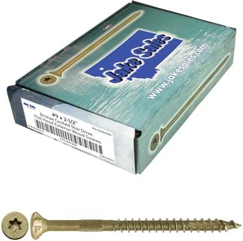 Jake Sales #9 x 2-1/2" Bronze Coated Multipurpose Wood Screw Torx/Star Drive Flat Head (5 POUNDS ~465 Screws) Exterior Coated - ACQ Compatible Wood Screws