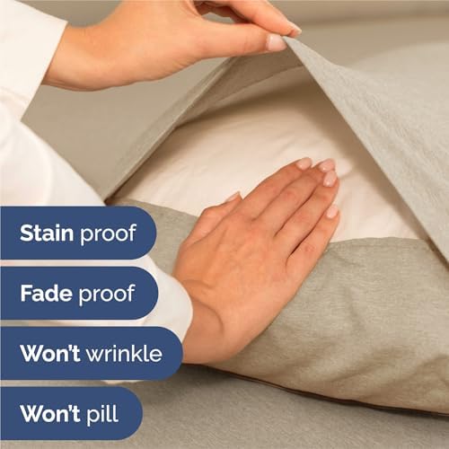 Split King Size 5 Piece Sheet Set - Breathable & Cooling - Heathered Beige