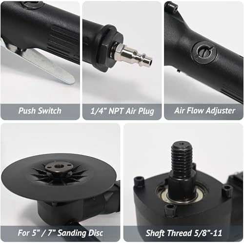 7 inch Air Angle Sander, Pneumatic Polisher Buffer, 4500RPM Variable Speed