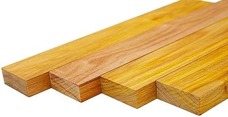 Barrington Hardwoods Canary Wood Lumber Boards 3/4" x 2" (4pcs) (3/4" x 2" x 12")