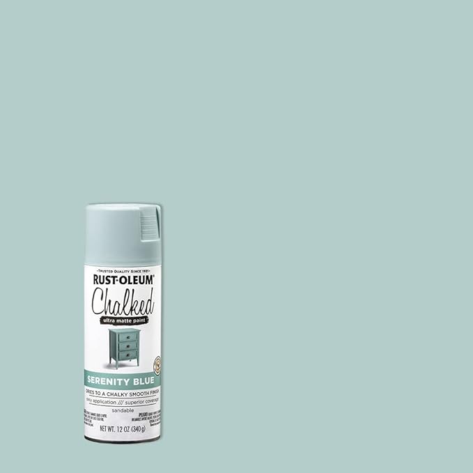 Rust-Oleum Serenity Blue Chalked All-in-One Ultra Matte Spray Paint | One Coat Coverage | No Primer, Sanding, Or Topcoat Needed | Easy Spray Application | Made in USA | 12 OZ | 6 Pack