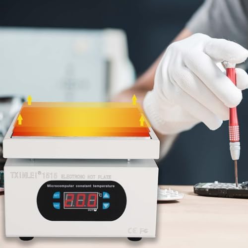 500W 110V Soldering Hot Plate, LED Microcomputer Electric Preheat Soldering Station, Welder Hot Plate Rework Heater Lab 150X150mm Plate with Tweezers