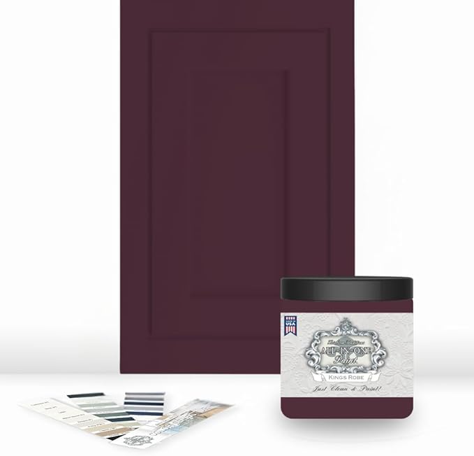ALL-IN-ONE Paint by Heirloom Traditions, Kings Robe (Rich Purple), 8oz Sample - Durable cabinet and furniture paint. Built in primer and top coat, no sanding needed. Includes our 30 featured color