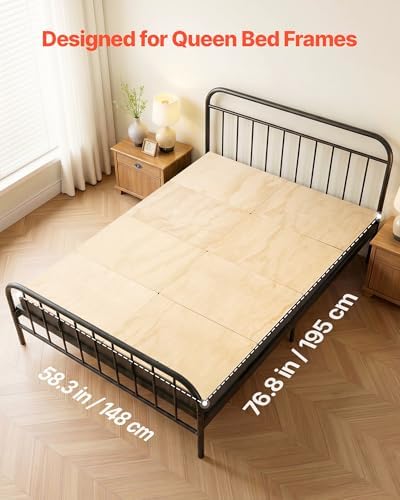 VEVOR Bunkie Board, Queen Size 76.8 x 58.3 in, Foldable Bed Board Under Mattress with Nylon Webbing, Plywood, Rounded Edges, Anti-Sag Design for Metal Frames, Sleeper Sofas, Platform and Bunk Beds