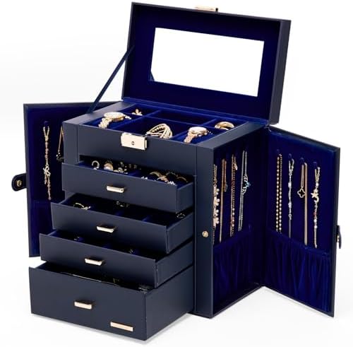 Homde Large Jewelry Box for Women: 5-Layer Organizer with Lock for Dresser