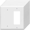 ZEFTV Decorator Rocker/Blank Wall Plates 2-Gang Switch Outlet Electrical Cover Plate Unbreakable Thermoplastic Faceplate for Light Receptacle Outlet Switch, White (10 Pack)