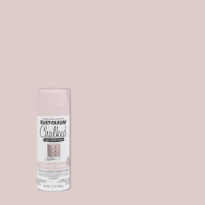 Rust-Oleum Blush Pink Chalked All-in-One Ultra Matte Spray Paint | One Coat Coverage | No Primer, Sanding, Or Topcoat Needed | Easy Spray Application | Made in USA | 12 OZ