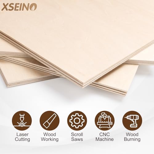 50 Pack Basswood Sheets for Laser Cutting, 12 x 12 x 1/8 Inch, Unfinished Squares Wood Sheets for Crafts - Smooth Surface Plywood for Wood Burning, Engraving, Architectural Models, Painting & Staining